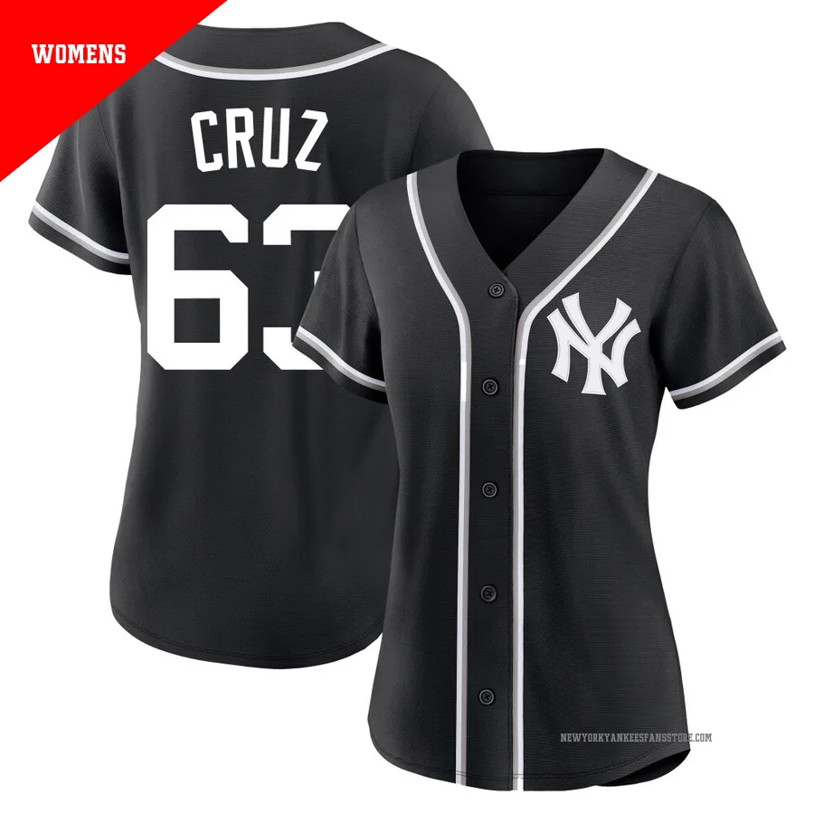 Women's New York Yankees Fernando Cruz ＃63 Black Replica Fashion Out Jersey