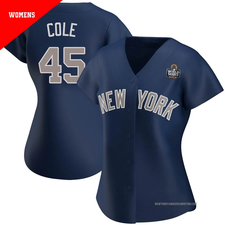 Women's New York Yankees Gerrit Cole ＃45 Navy Authentic Alternate 2024 World Series Jersey