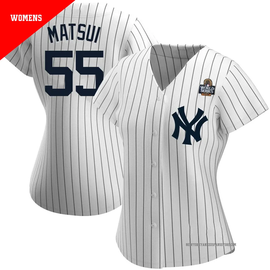 Women's New York Yankees Hideki Matsui ＃55 White Authentic Home Name 2024 World Series Jersey