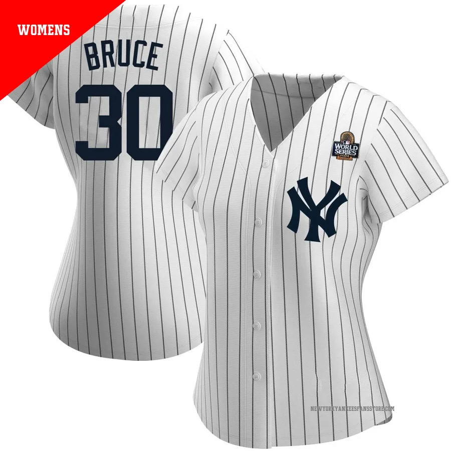 Women's New York Yankees Jay Bruce ＃30 White Replica Home Name 2024 World Series Jersey