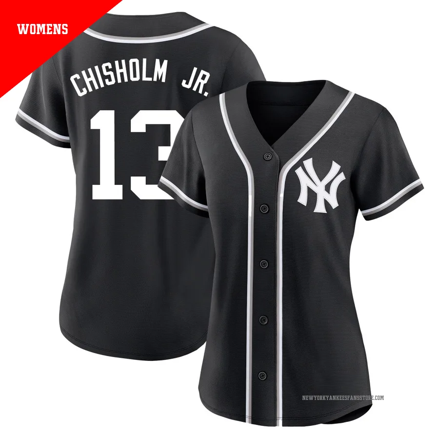 Women's New York Yankees Jazz Chisholm Jr. ＃13 Black Replica Fashion Out Jersey