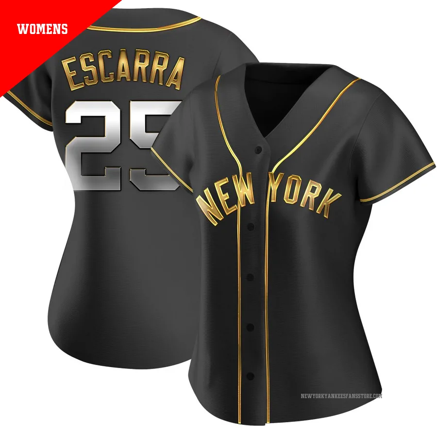 Women's New York Yankees J.C. Escarra ＃25 Gold Replica Black en Alternate Jersey