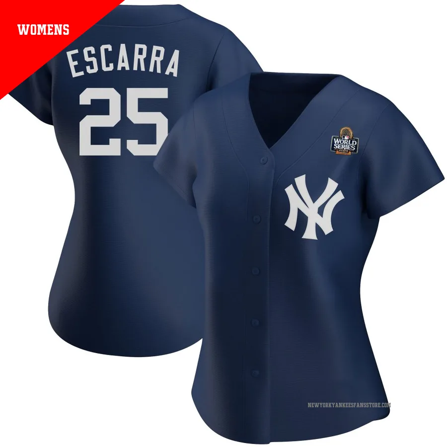 Women's New York Yankees J.C. Escarra ＃25 Navy Authentic Alternate Team 2024 World Series Jersey