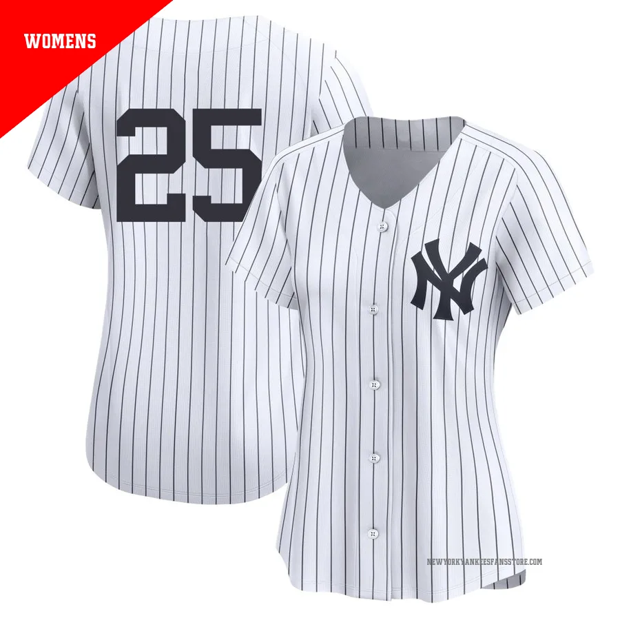 Women's New York Yankees J.C. Escarra ＃25 White Limited Yankee Home 2nd Jersey
