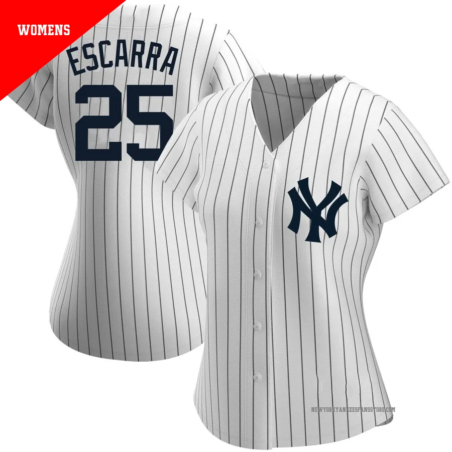Women's New York Yankees J.C. Escarra ＃25 White Replica Home Name Jersey