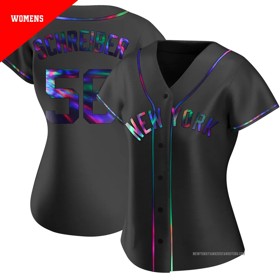 Women's New York Yankees John Schreiber ＃56 Black Replica Holographic Alternate Jersey