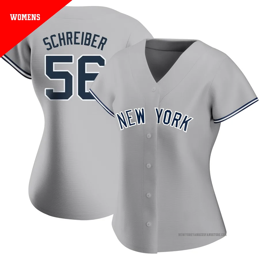 Women's New York Yankees John Schreiber ＃56 Gray Replica Road Name Jersey