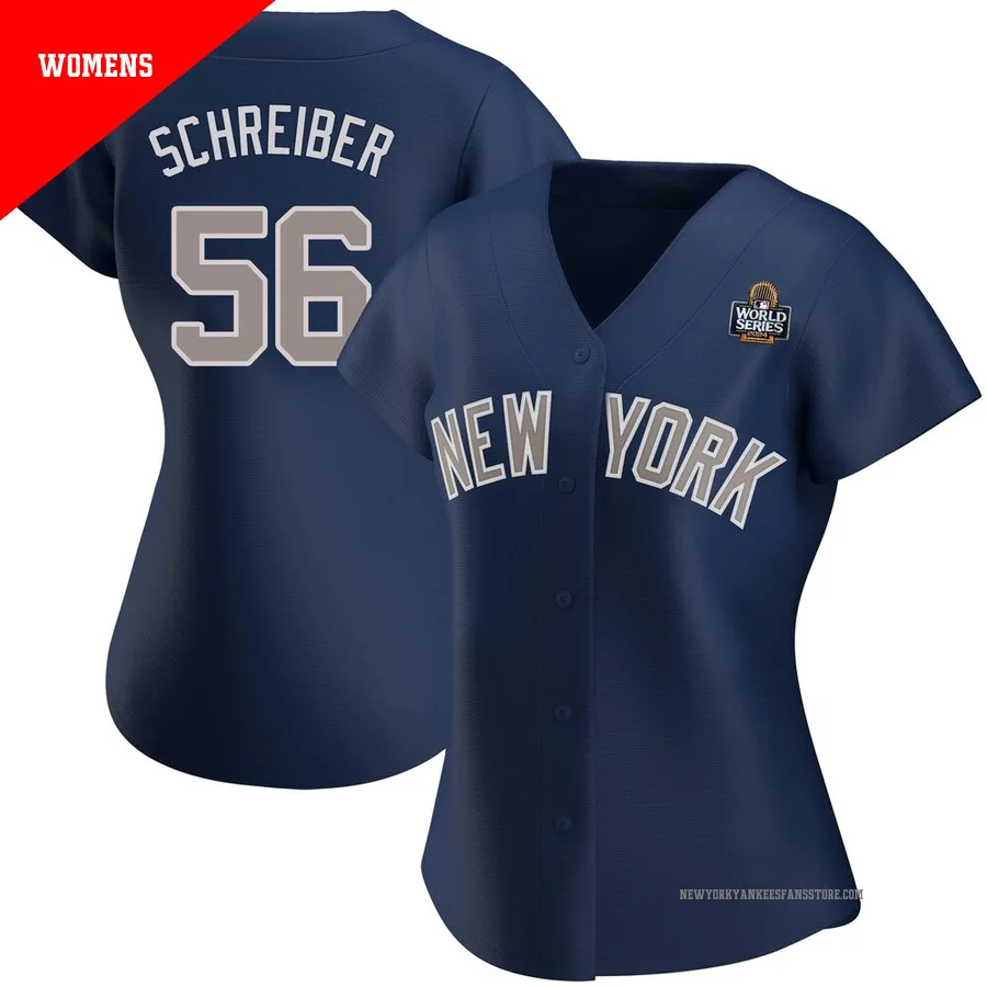 Women's New York Yankees John Schreiber ＃56 Navy Replica Alternate 2024 World Series Jersey