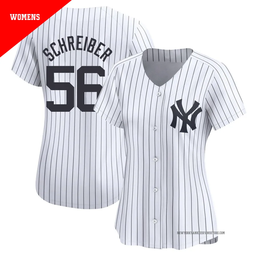 Women's New York Yankees John Schreiber ＃56 White Limited Yankee Home Jersey