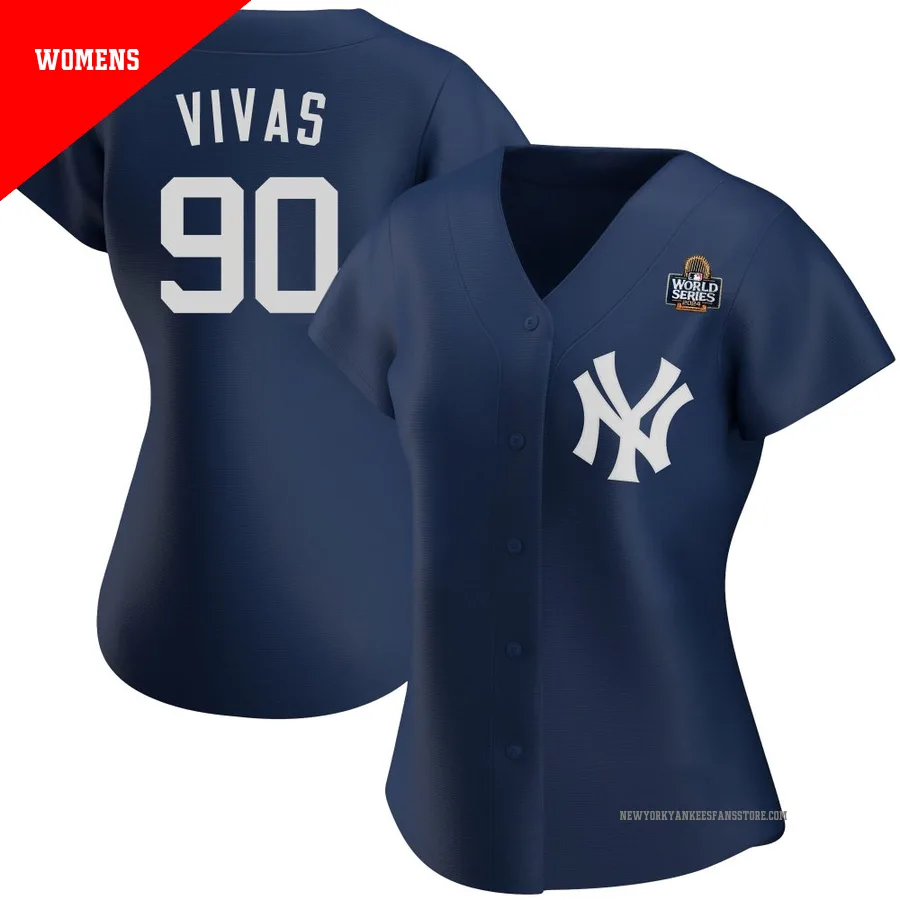 Women's New York Yankees Jorbit Vivas ＃90 Navy Authentic Alternate Team 2024 World Series Jersey