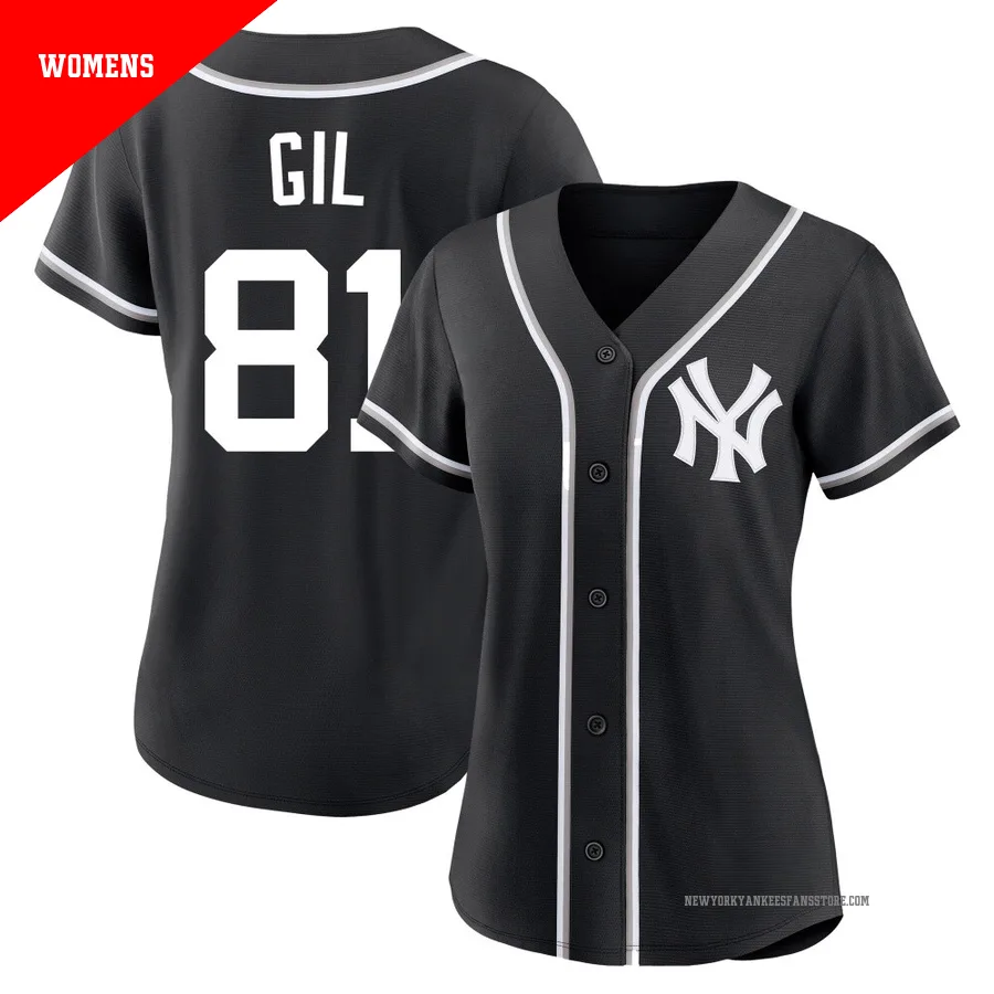 Women's New York Yankees Luis Gil ＃81 Black Replica Fashion Out Jersey