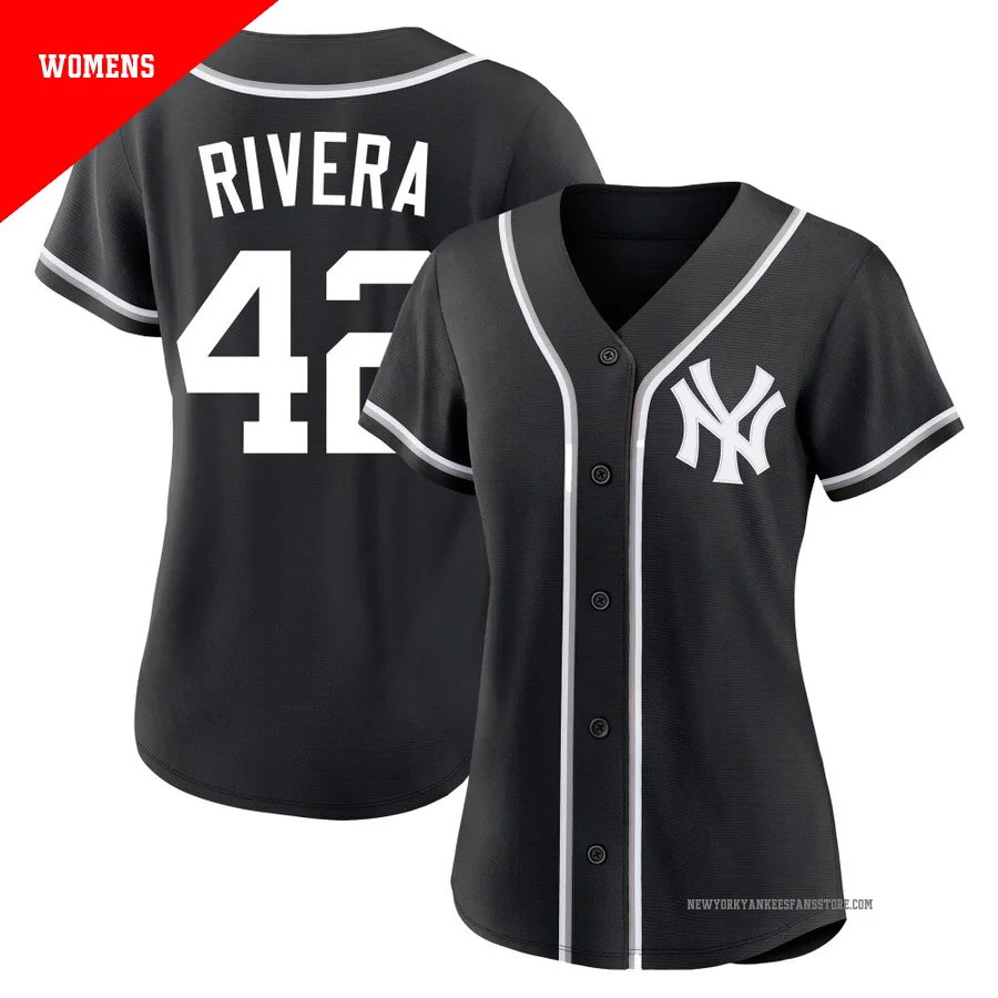 Women's New York Yankees Mariano Rivera ＃42 Black Replica Fashion Out Jersey