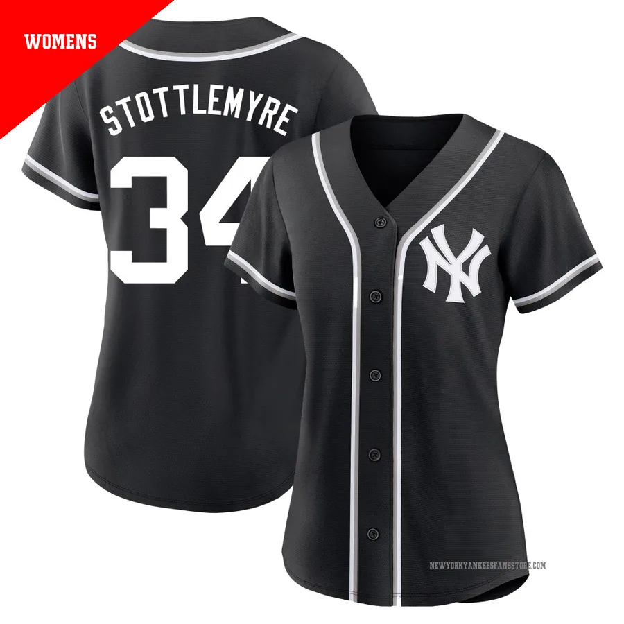 Women's New York Yankees Mel Stottlemyre ＃34 Black Replica Fashion Out Jersey