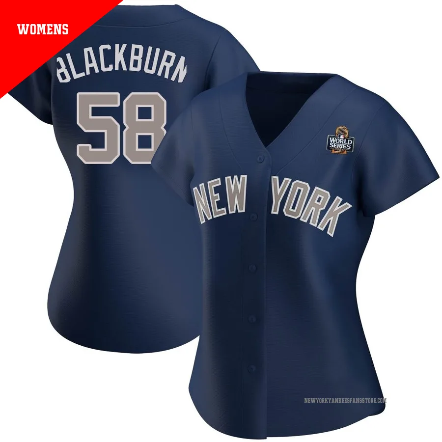 Women's New York Yankees Paul Blackburn ＃58 Navy Authentic Alternate 2024 World Series Jersey