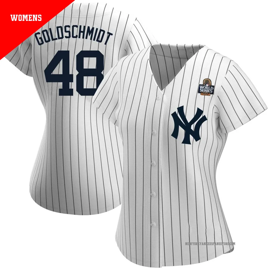 Women's New York Yankees Paul Goldschmidt ＃48 White Authentic Home Name 2024 World Series Jersey