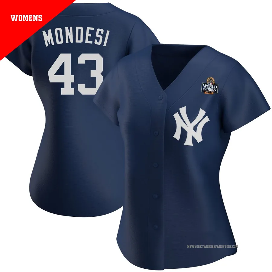 Women's New York Yankees Raul Mondesi ＃43 Navy Authentic Alternate Team 2024 World Series Jersey