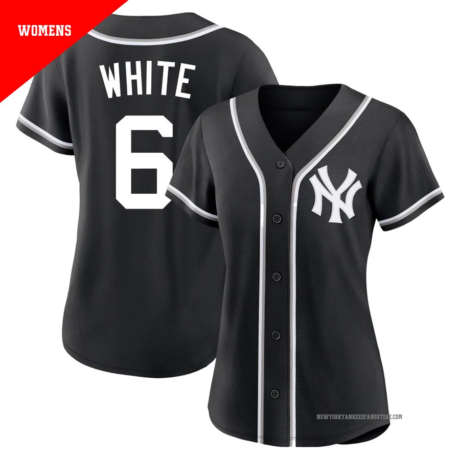 Women's New York Yankees Roy White ＃6 Black Replica Fashion Out Jersey