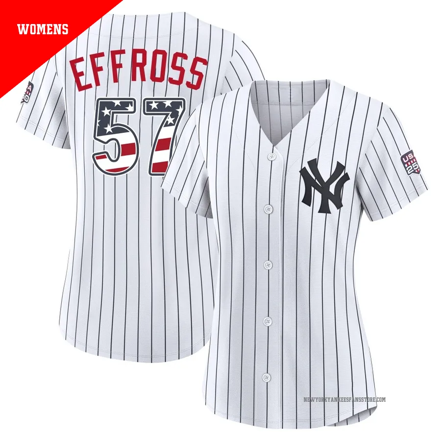 Women's New York Yankees Scott Effross ＃57 White Limited USA 250 Fourth Of July Home Stadium Jersey
