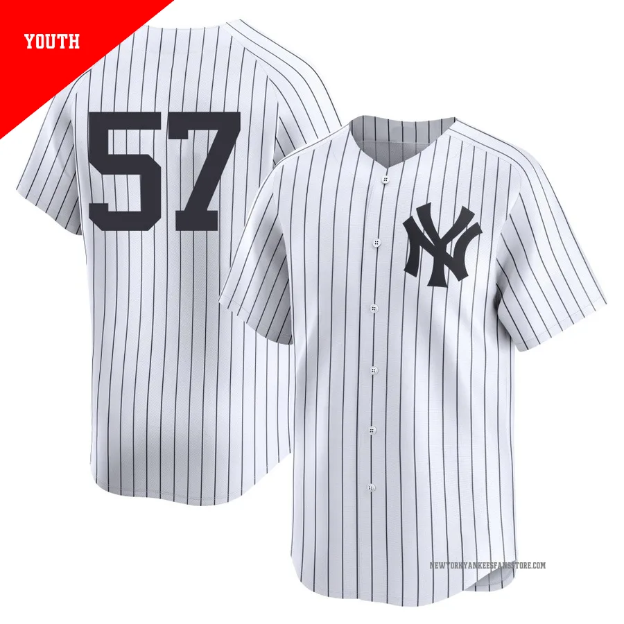 Youth New York Yankees Angel Chivilli ＃57 White Limited Yankee Home 2nd Jersey