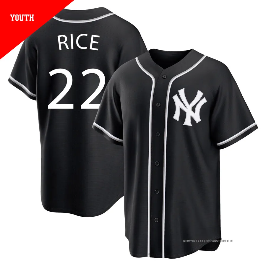 Youth New York Yankees Ben Rice ＃22 Black Replica Fashion Out Jersey