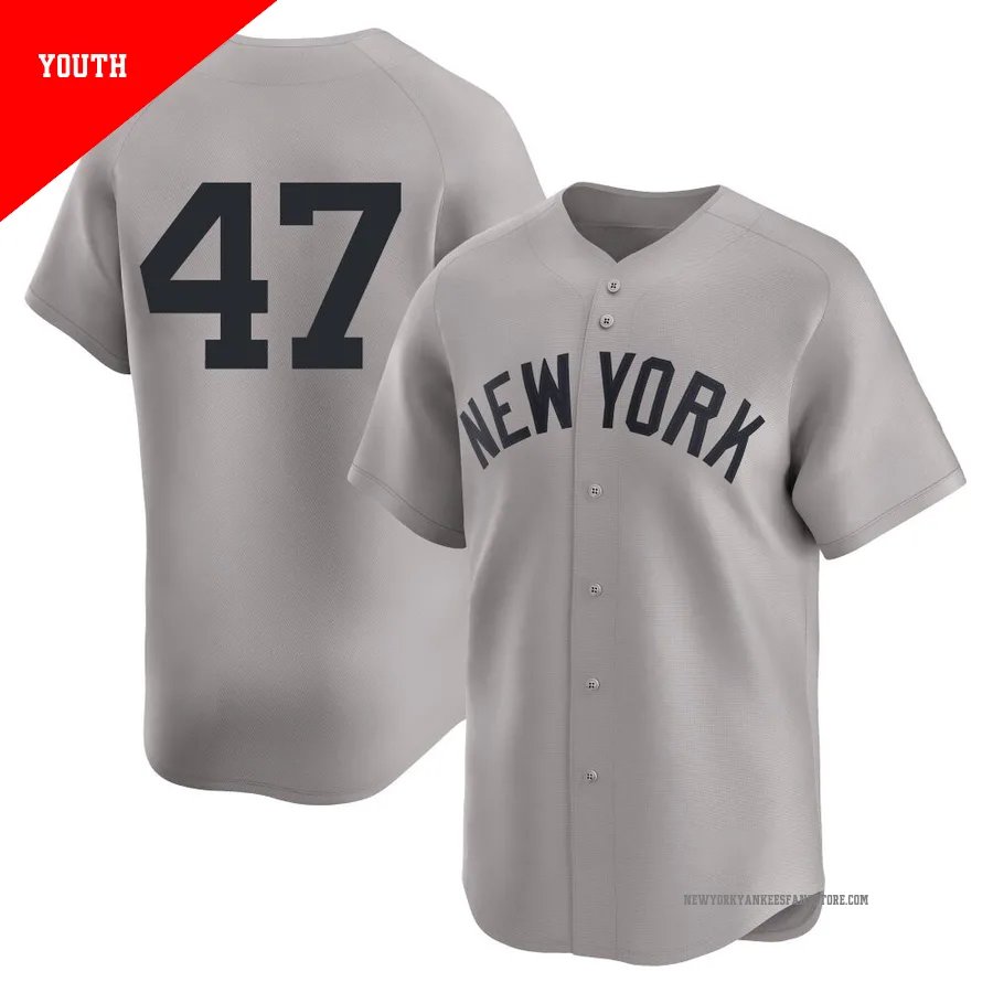 Youth New York Yankees Brent Headrick ＃47 Gray Limited Away 2nd Jersey