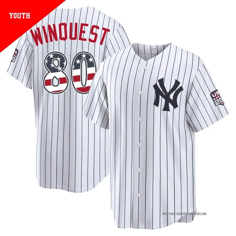 Youth New York Yankees Cade Winquest ＃80 White Limited USA 250 Fourth Of July Home Stadium Jersey