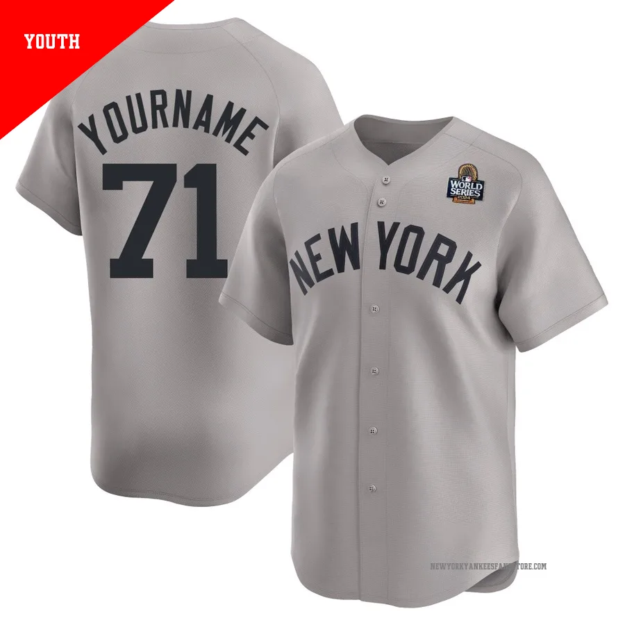 Youth New York Yankees Elmer Rodriguez ＃71 Gray Limited Away 2024 World Series Jersey