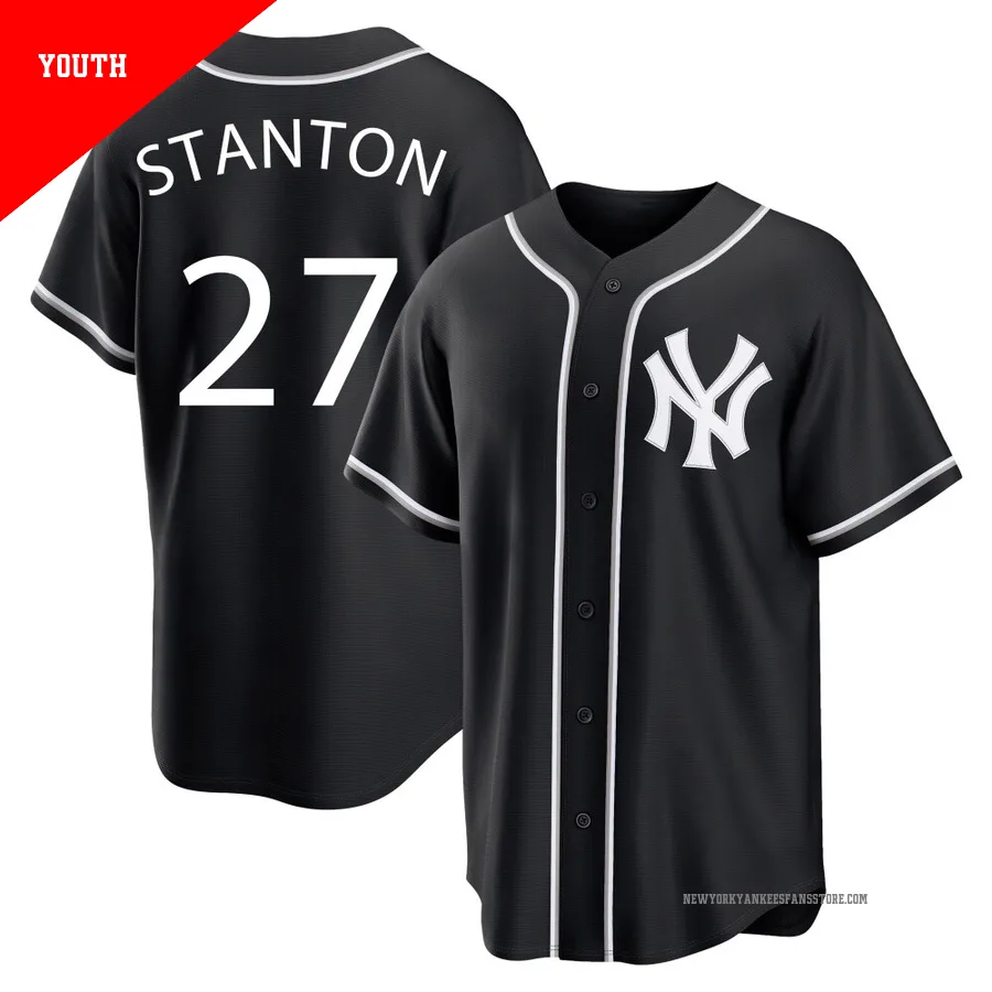 Youth New York Yankees Giancarlo Stanton ＃27 Black Replica Fashion Out Jersey