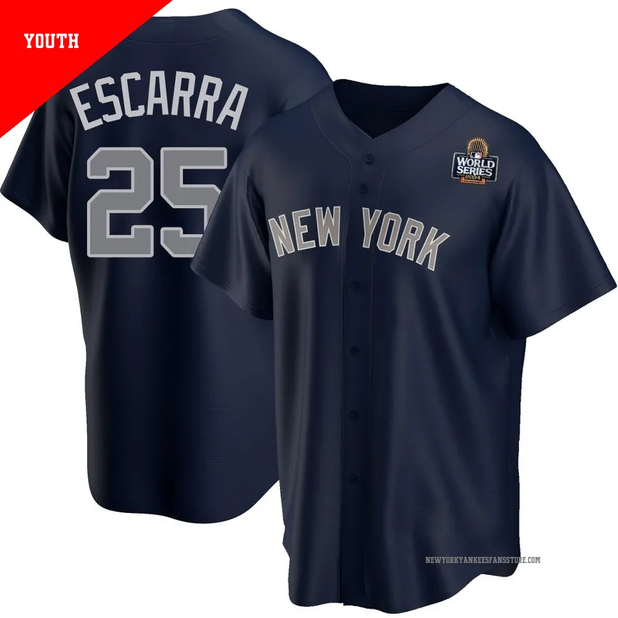 Youth New York Yankees J.C. Escarra ＃25 Navy Replica Alternate 2024 World Series Jersey