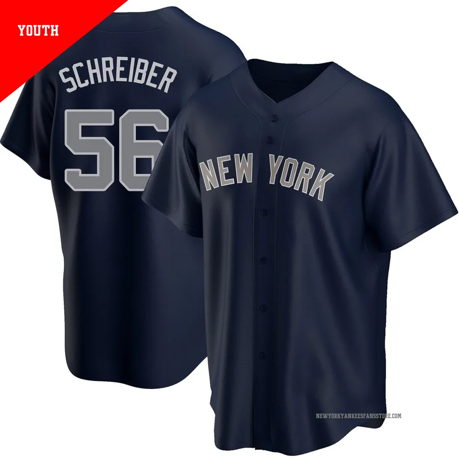 Youth New York Yankees John Schreiber ＃56 Navy Replica Alternate Jersey