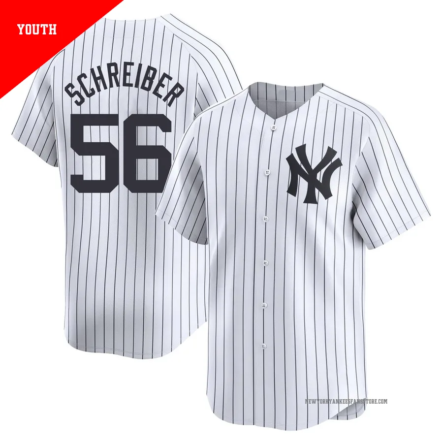 Youth New York Yankees John Schreiber ＃56 White Limited Yankee Home Jersey