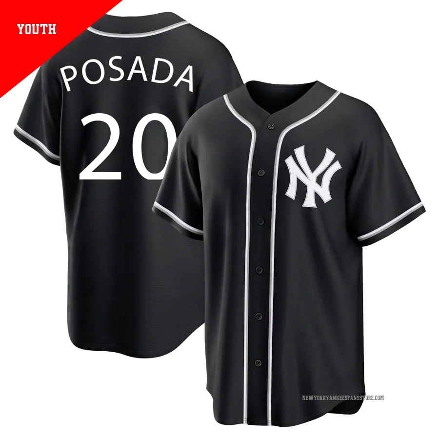 Youth New York Yankees Jorge Posada ＃20 Black Replica Fashion Out Jersey