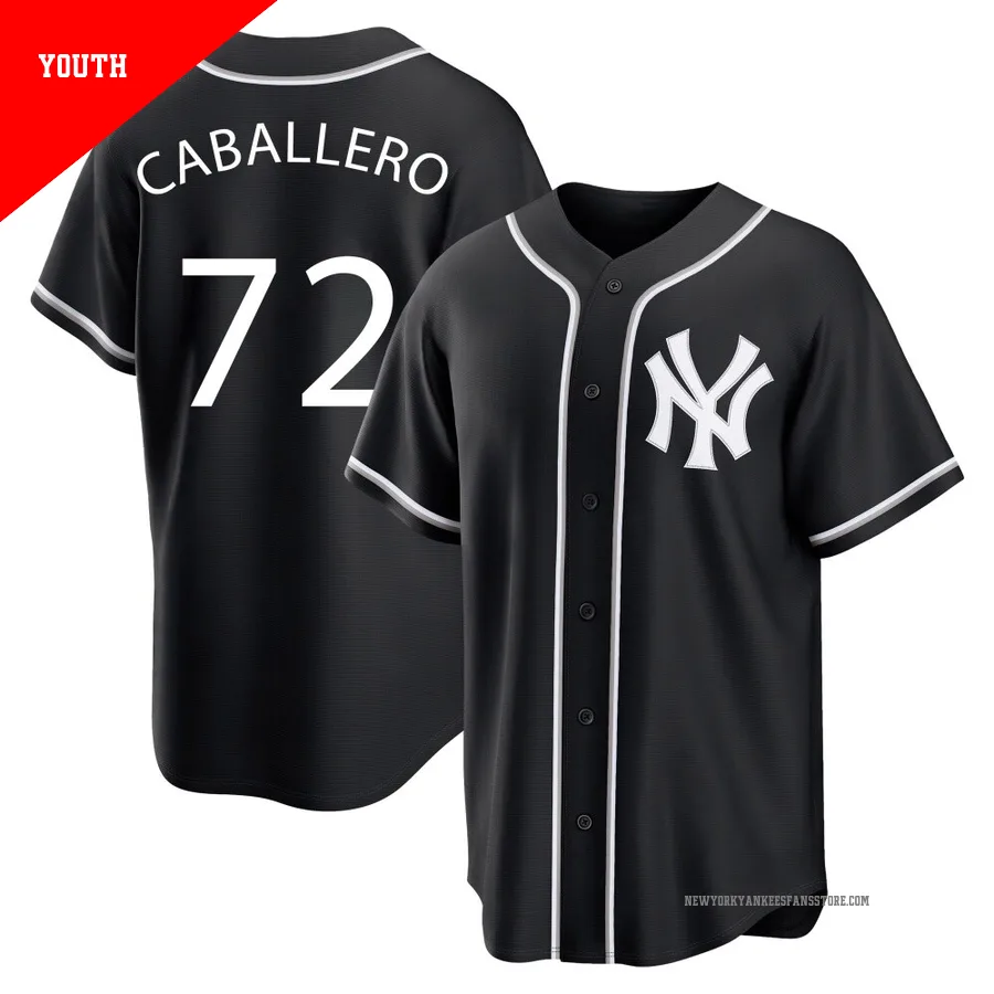 Youth New York Yankees Jose Caballero ＃72 Black Replica Fashion Out Jersey