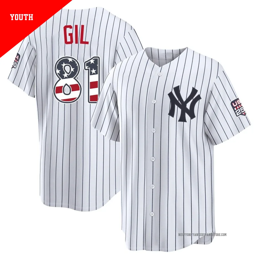 Youth New York Yankees Luis Gil ＃81 White Limited USA 250 Fourth Of July Home Stadium Jersey