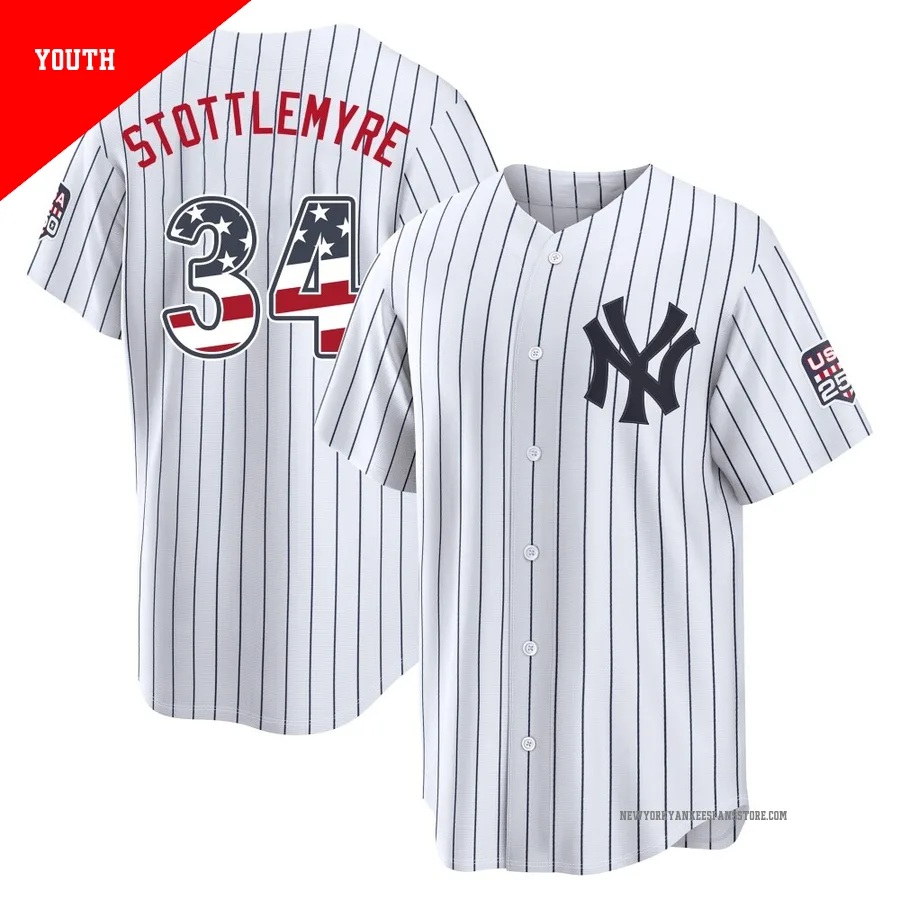 Youth New York Yankees Mel Stottlemyre ＃34 White Limited USA 250 Fourth Of July Home Stadium Jersey