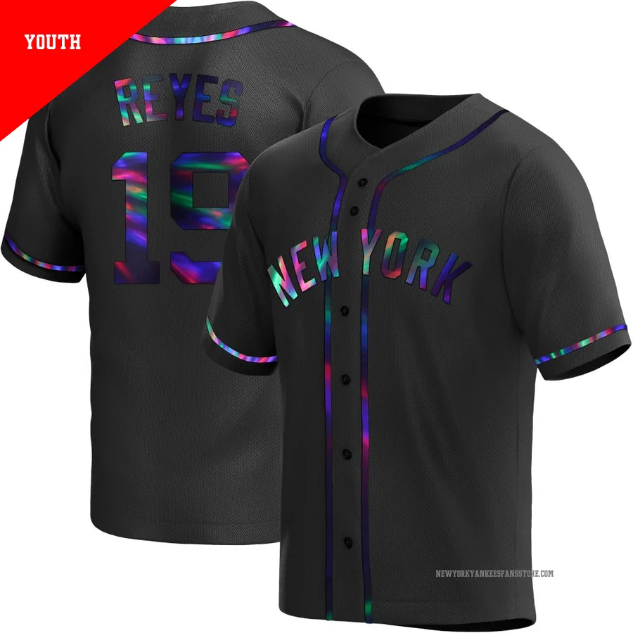 Youth New York Yankees Pablo Reyes ＃19 Black Replica Holographic Alternate Jersey