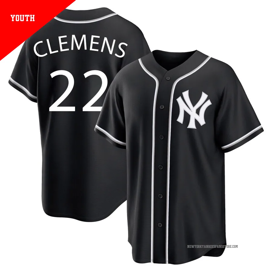 Youth New York Yankees Roger Clemens ＃22 Black Replica Fashion Out Jersey