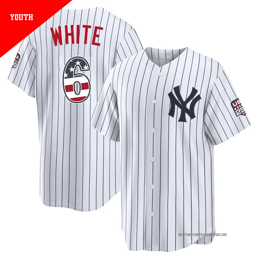 Youth New York Yankees Roy White ＃6 White Limited USA 250 Fourth Of July Home Stadium Jersey