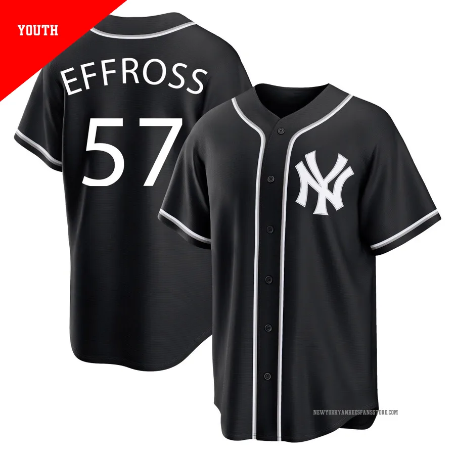 Youth New York Yankees Scott Effross ＃57 Black Replica Fashion Out Jersey