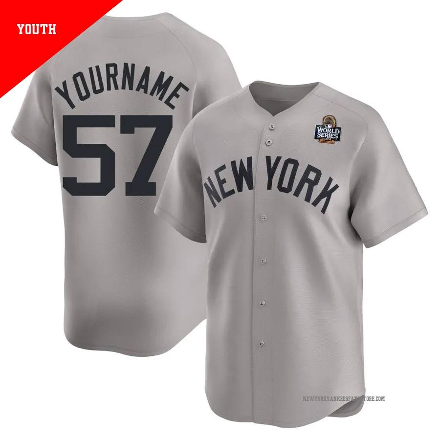 Youth New York Yankees Scott Effross ＃57 Gray Limited Away 2024 World Series Jersey