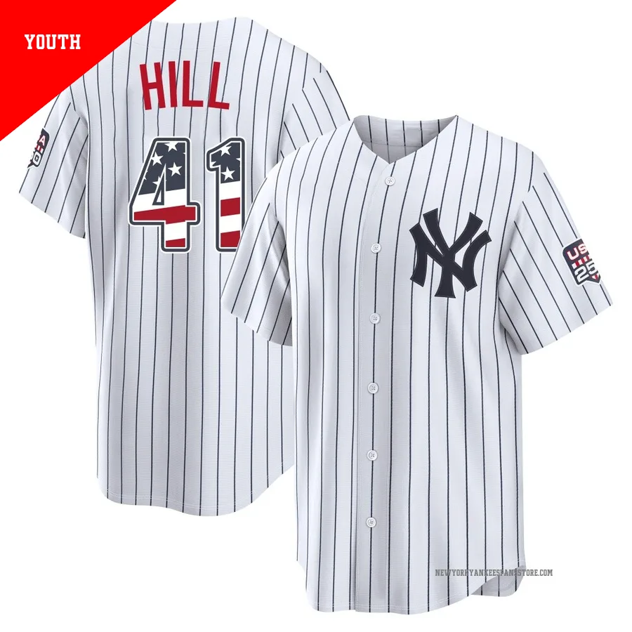 Youth New York Yankees Tim Hill ＃41 White Limited USA 250 Fourth Of July Home Stadium Jersey